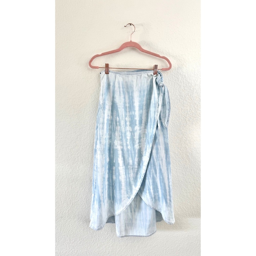 Cloth & Stone Wrap Skirt Womens S Blue White Tie Dye Tulip Midi Anthropologie